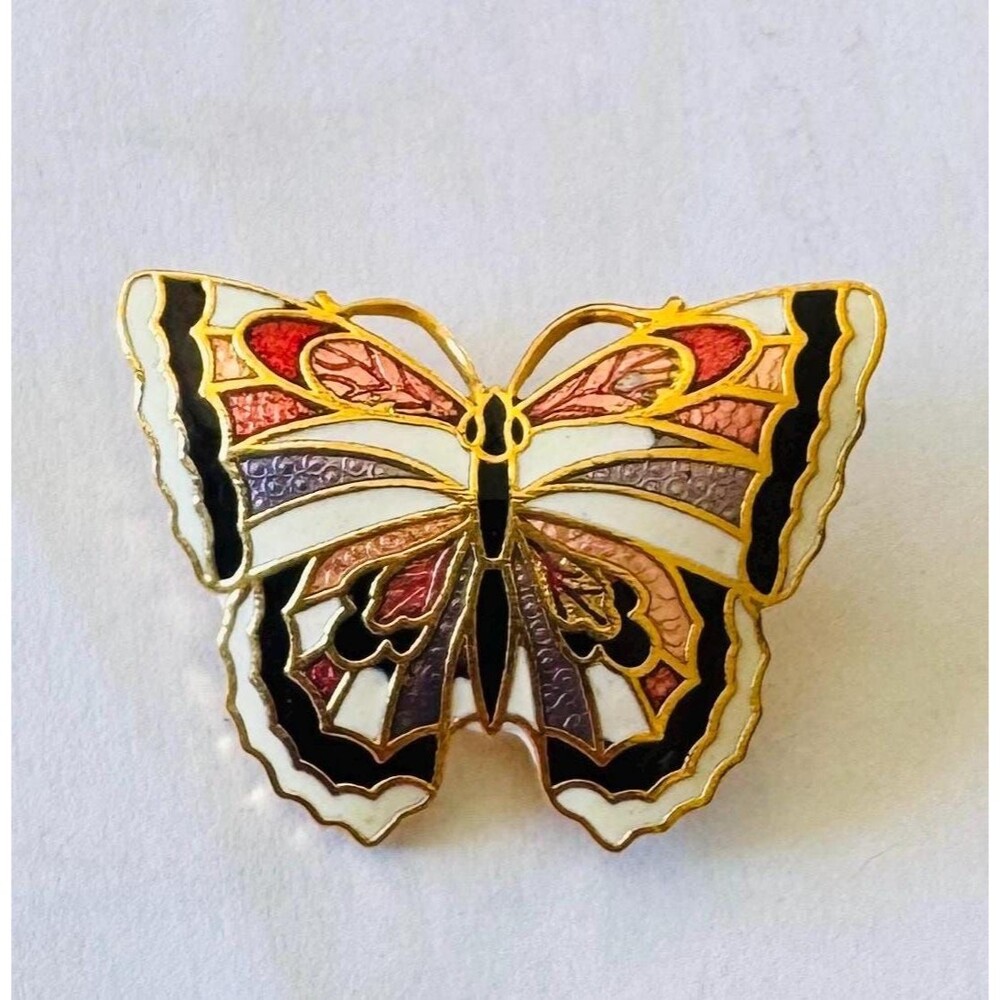 Vintage Butterfly Brooch, Cloisonné Enamel Pin, Colorful, Gift Box included